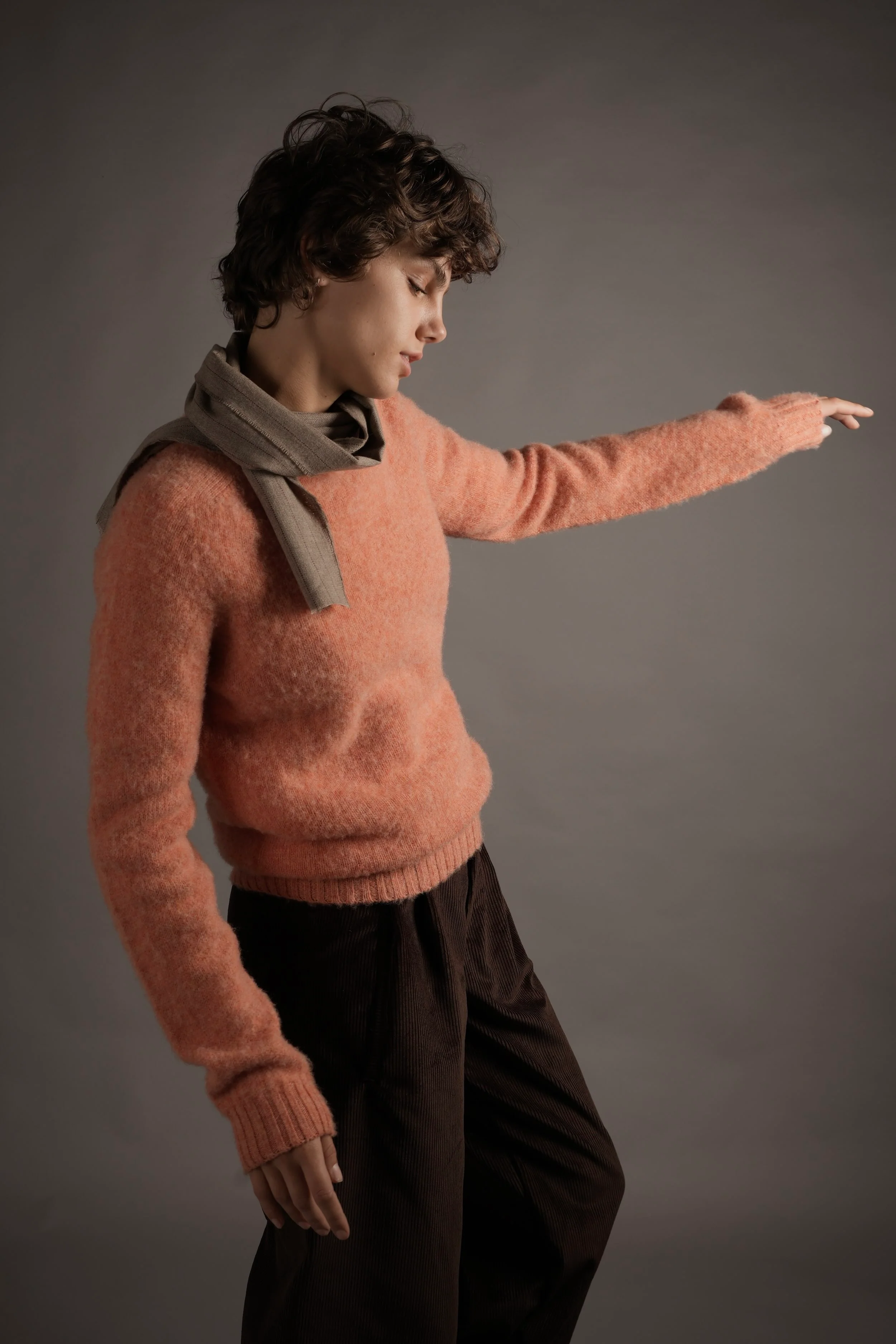 Brushed Shetland Lambswool Jumper Tea Rose - Image 5