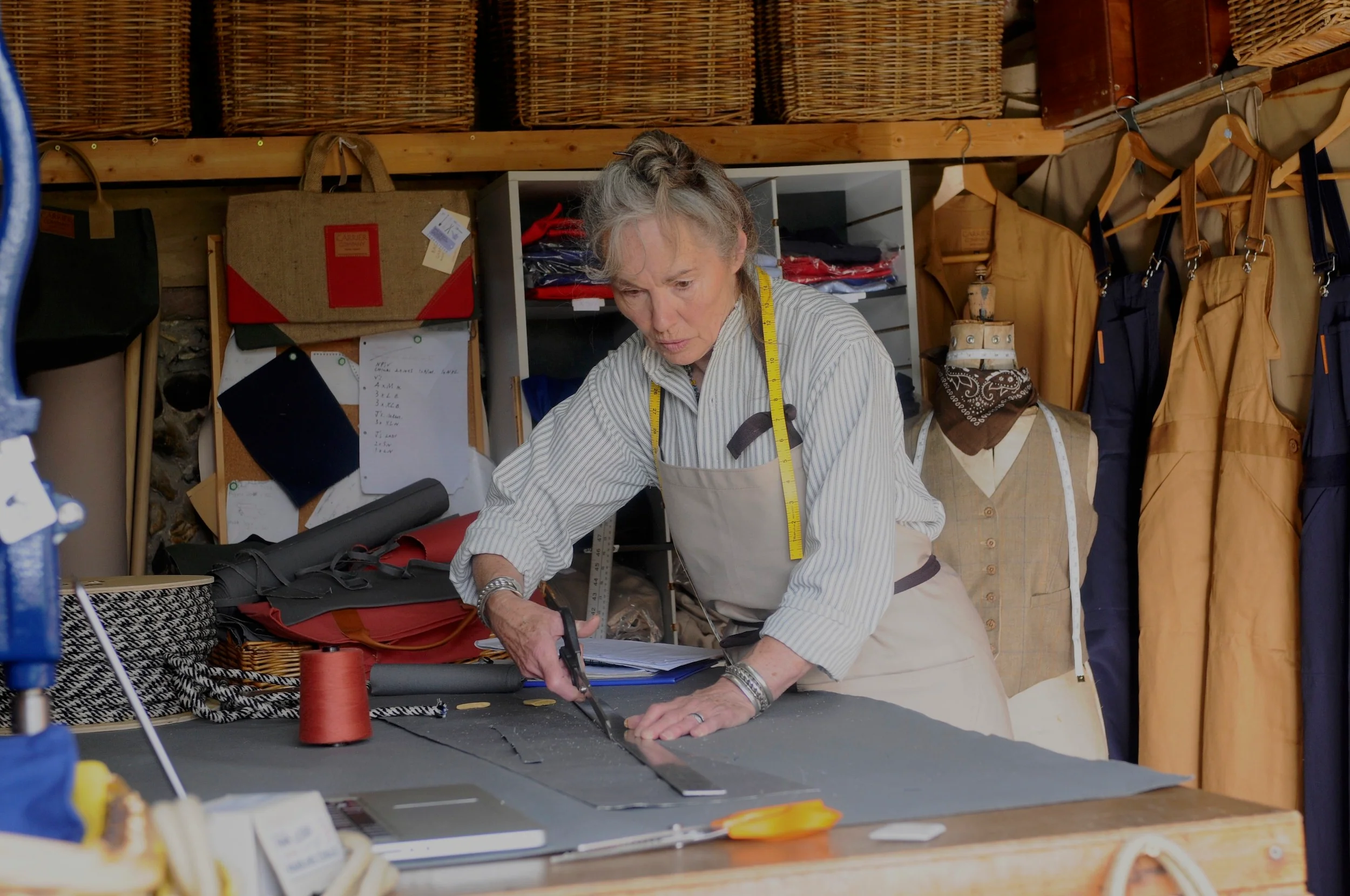 Collarless Ticking Work Shirt - Image 6
