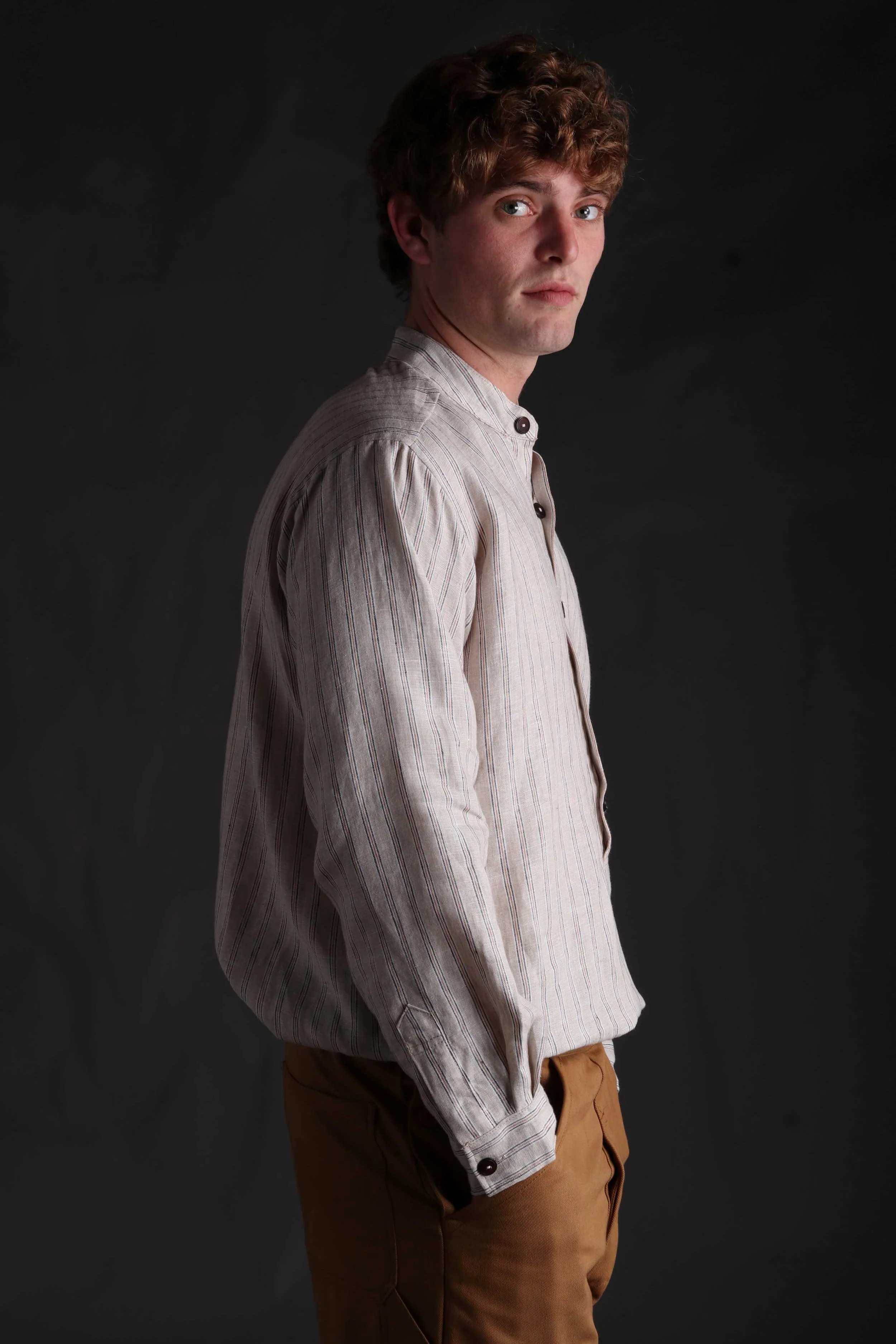 Collarless Irish Linen Shirt - Image 10