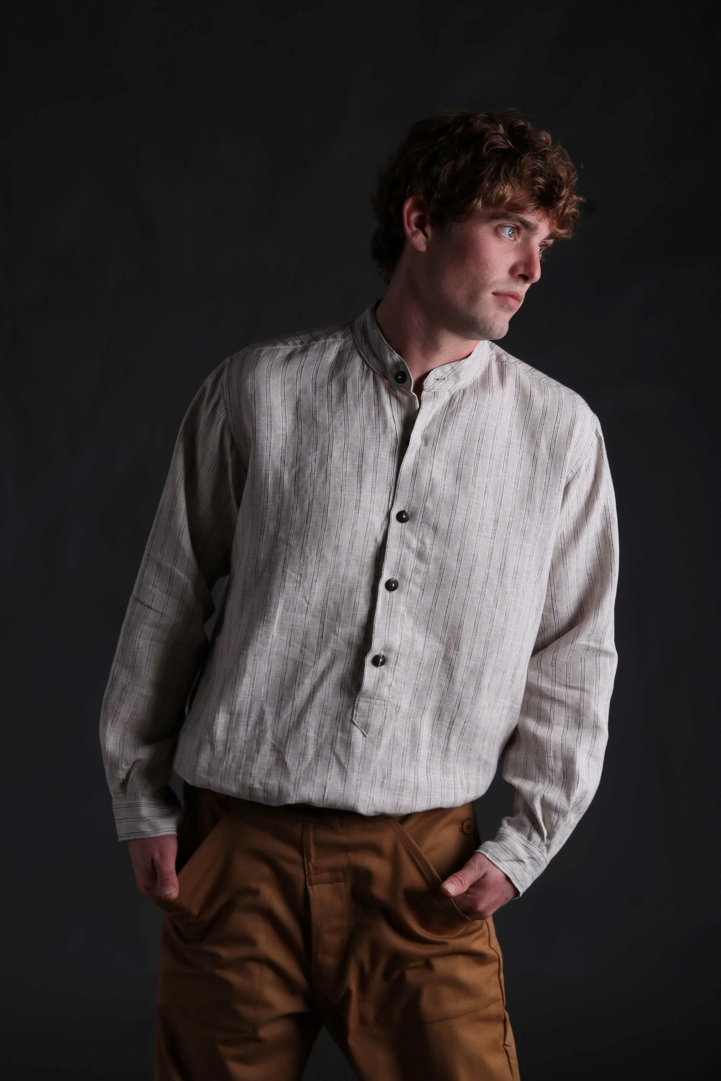 Collarless Irish Linen Shirt - Image 12