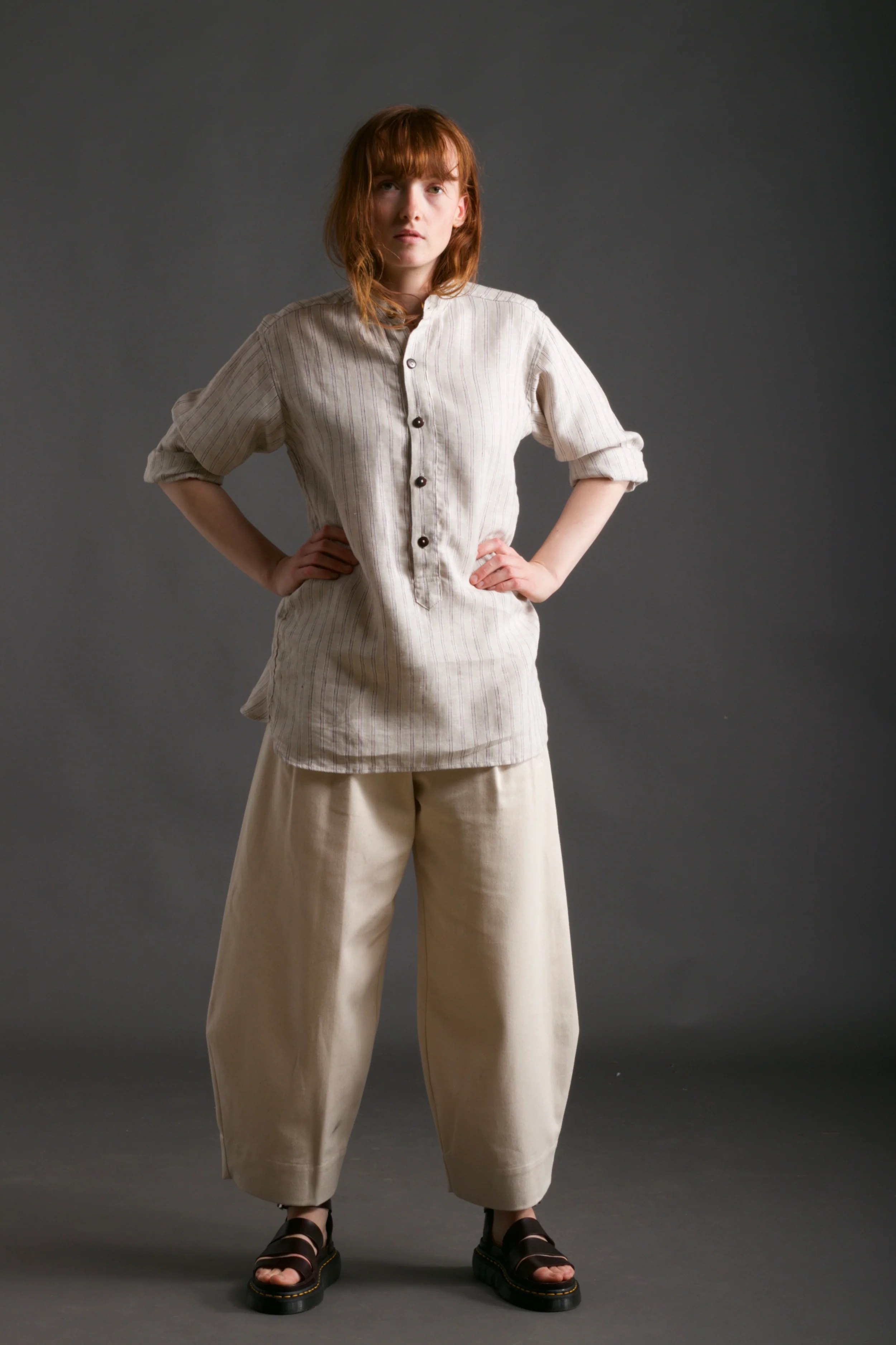 Collarless Irish Linen Shirt - Image 7