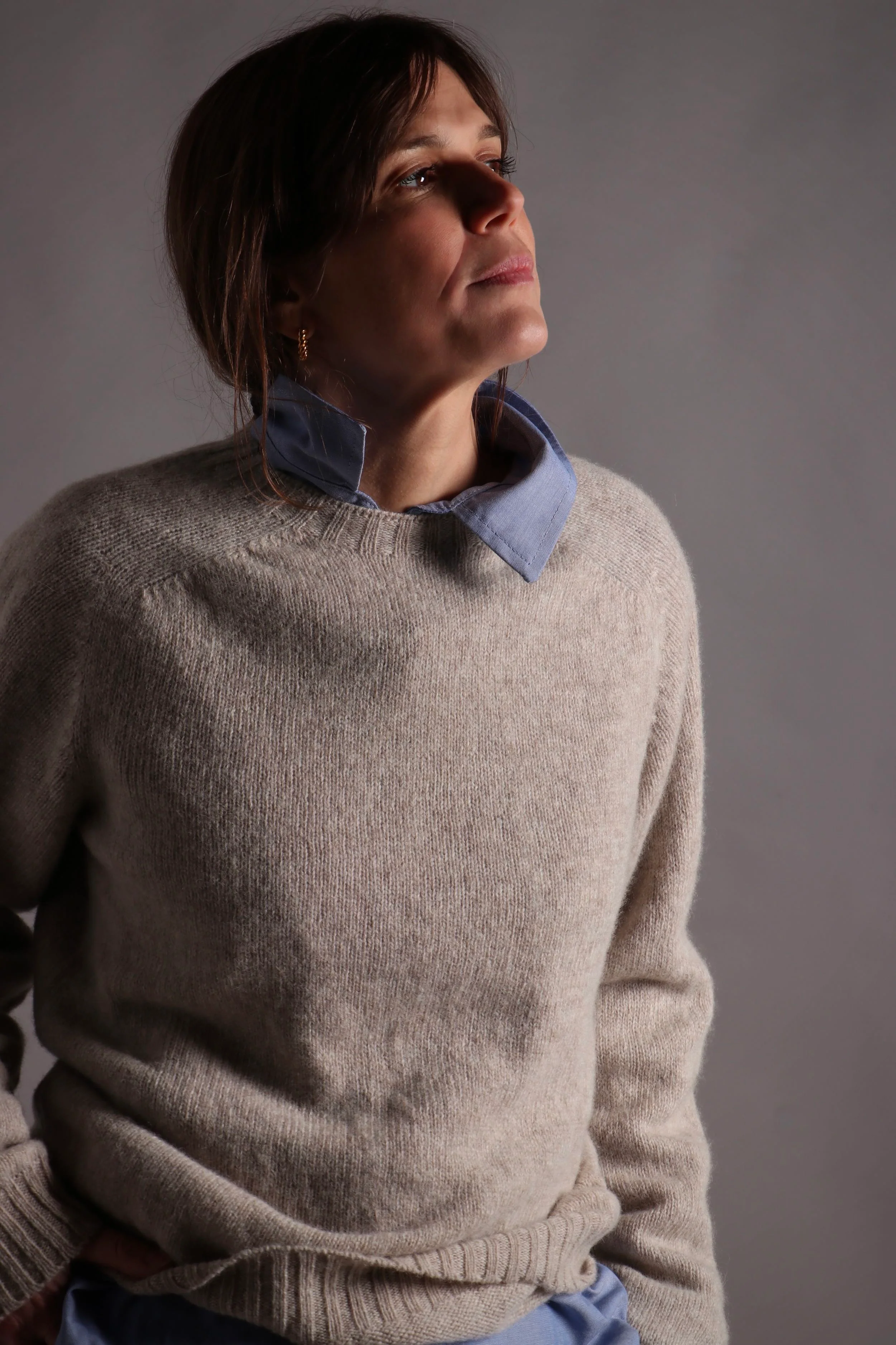 Shetland Lambswool Jumper in Buff - Image 5