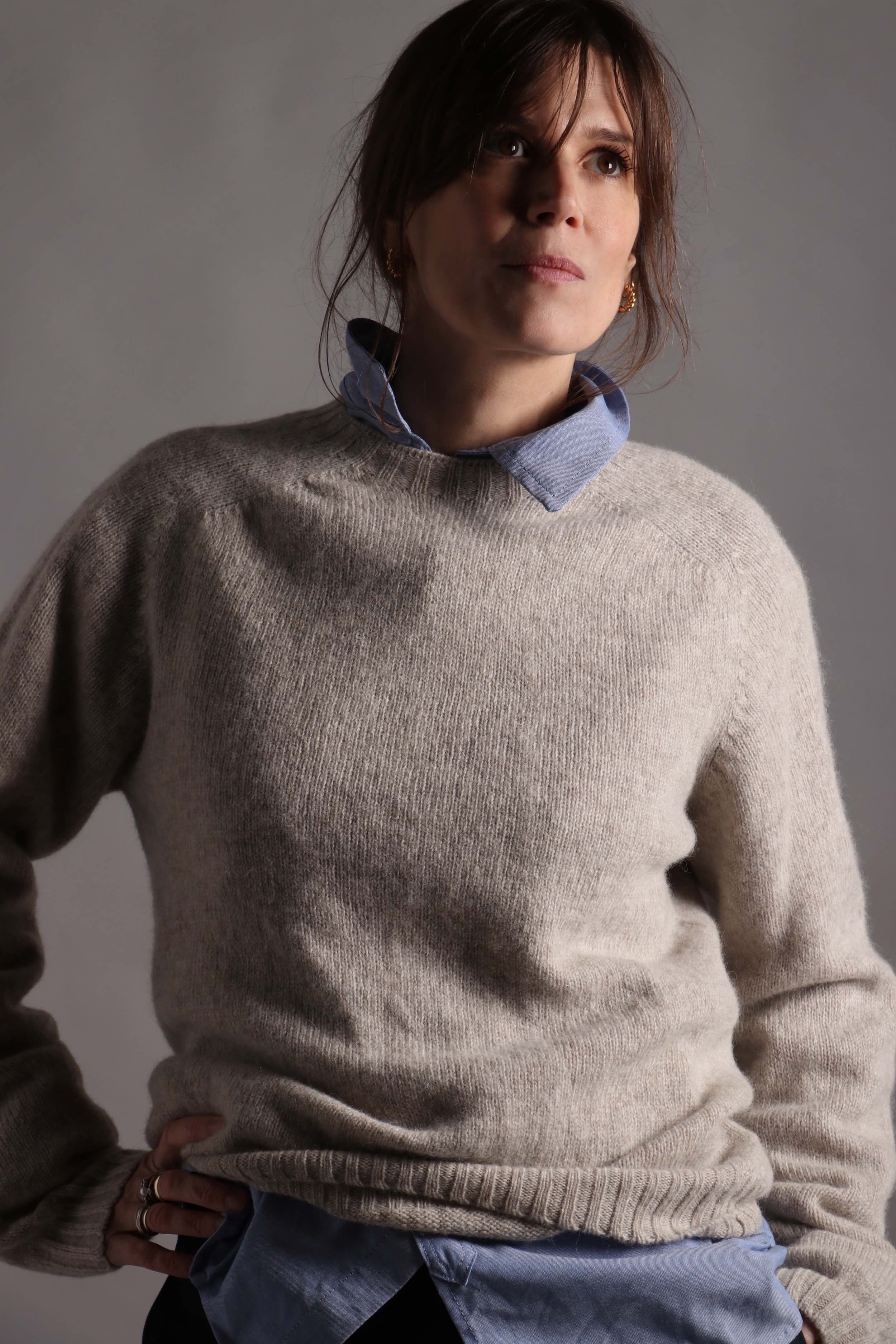 Shetland Lambswool Jumper in Buff - Image 6