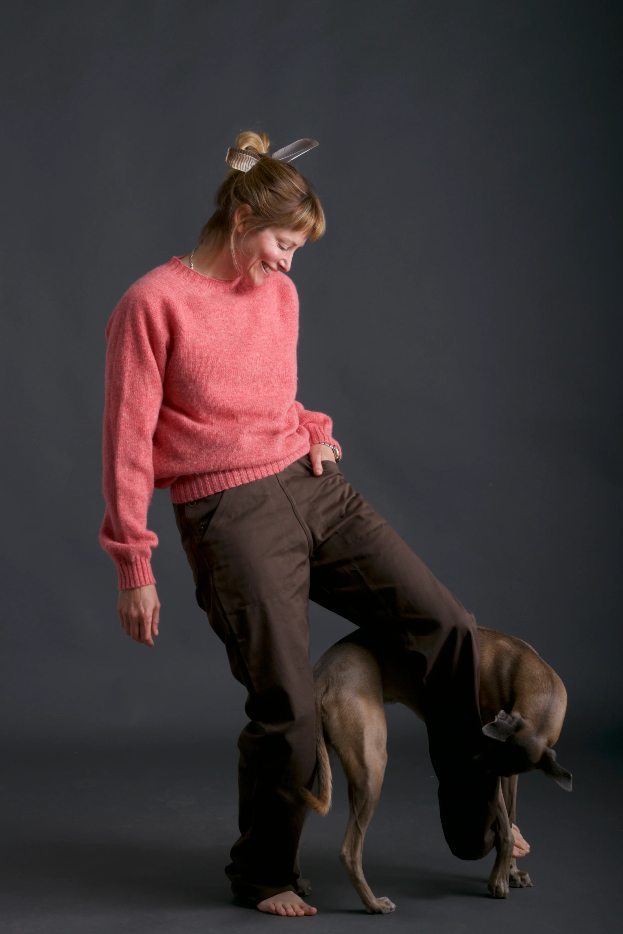 Shetland Lambswool Jumper in Salmon - Image 12