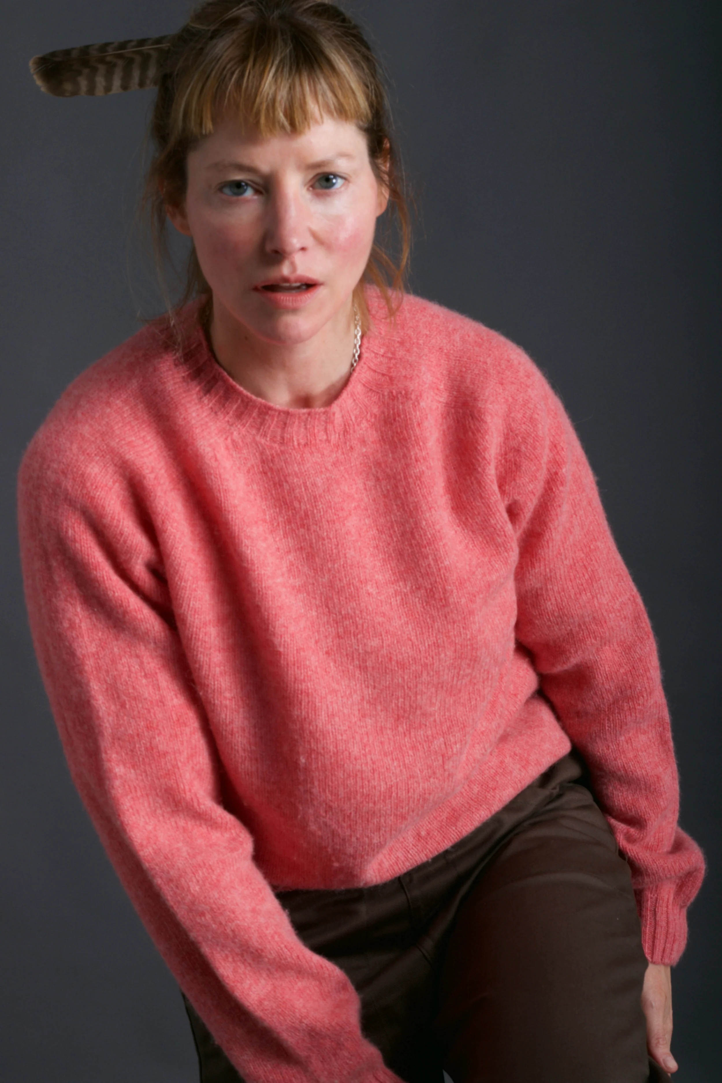 Shetland Lambswool Jumper in Salmon - Image 13