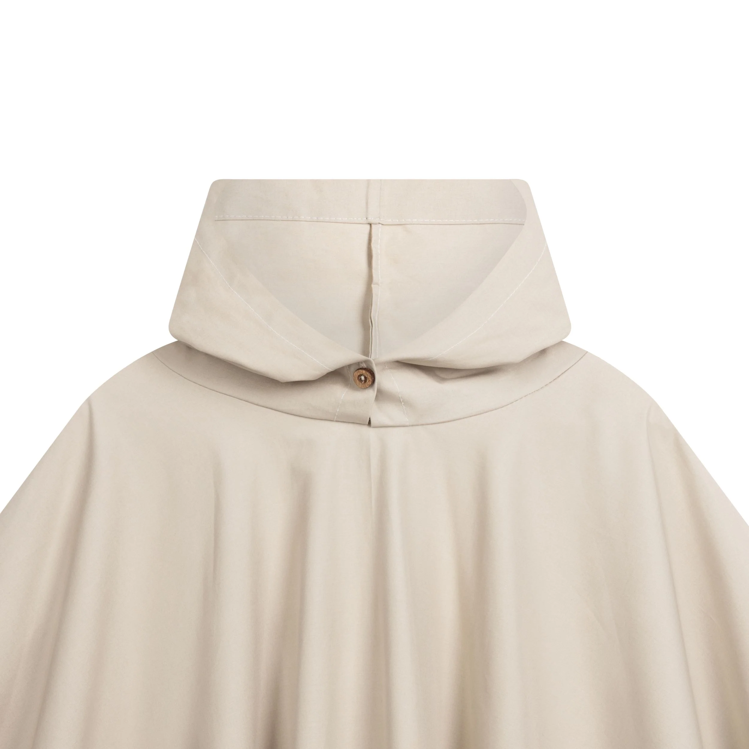 Long Hooded Rain Cape in Bone - Image 3