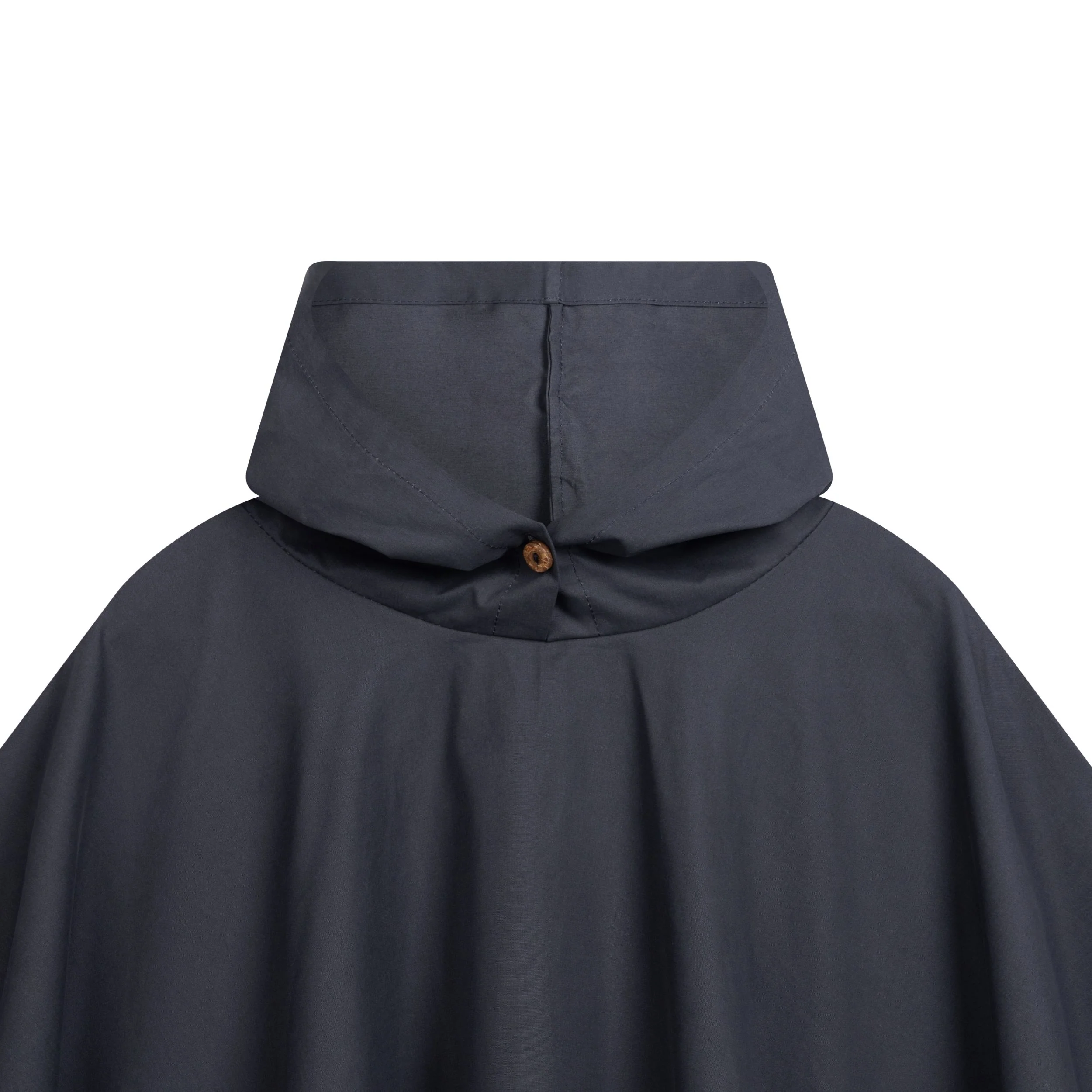 Long Hooded Rain Cape in Navy - Image 3