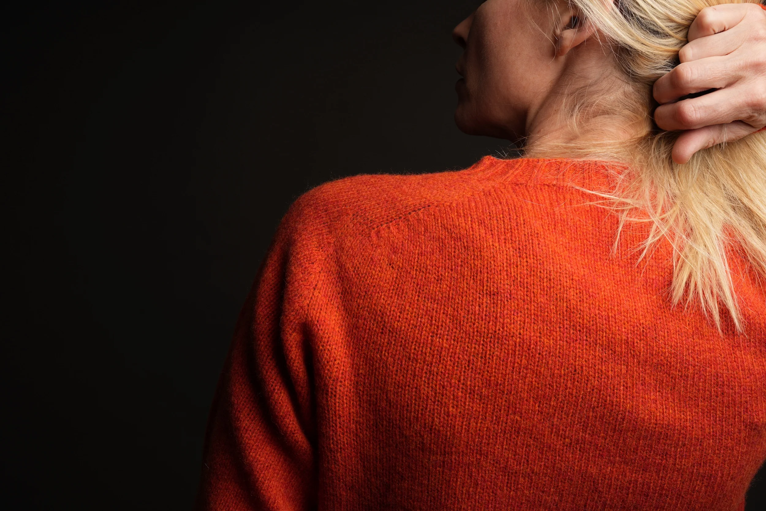 Shetland Lambswool Jumper in Tang - Image 11