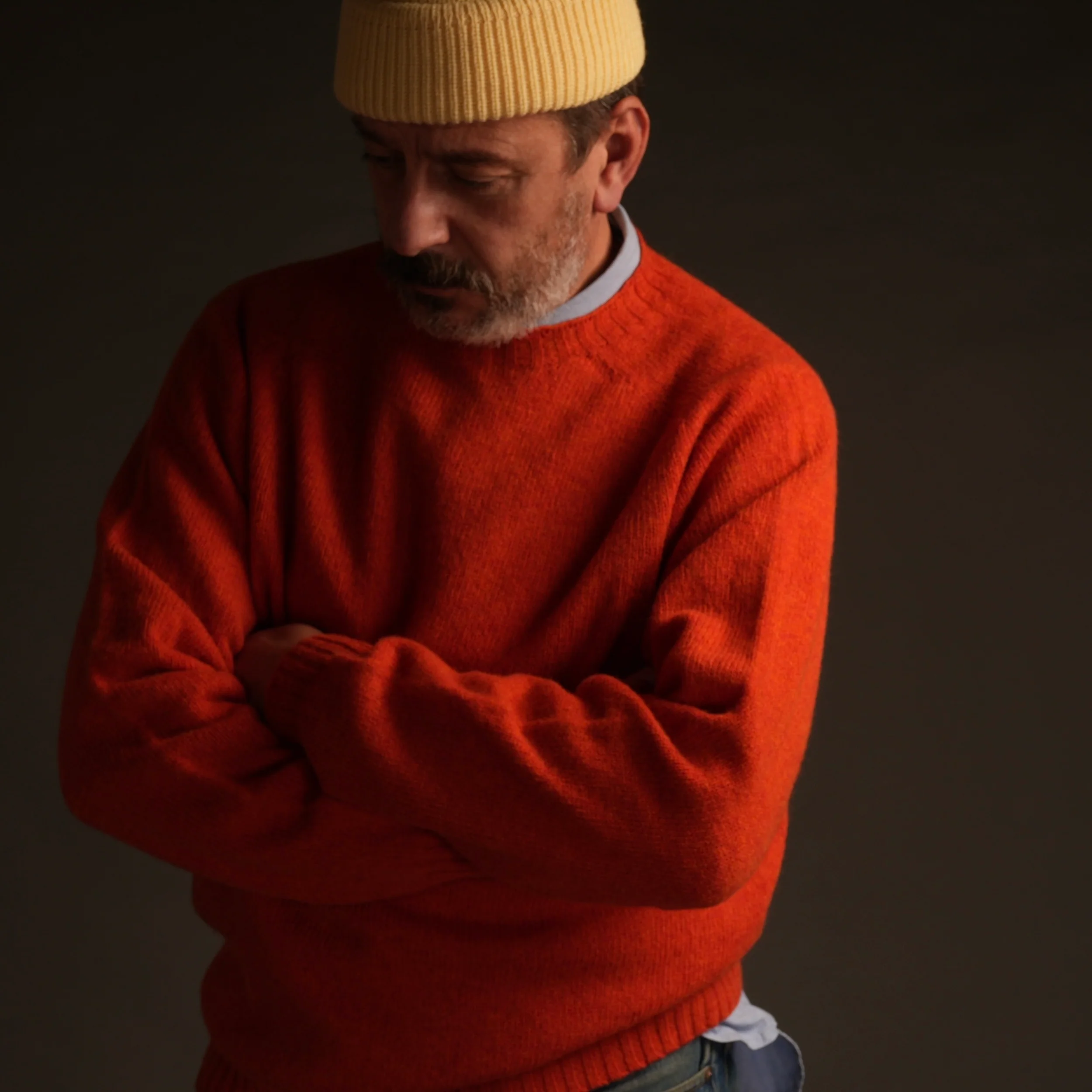 Shetland Lambswool Jumper in Tang - Image 7