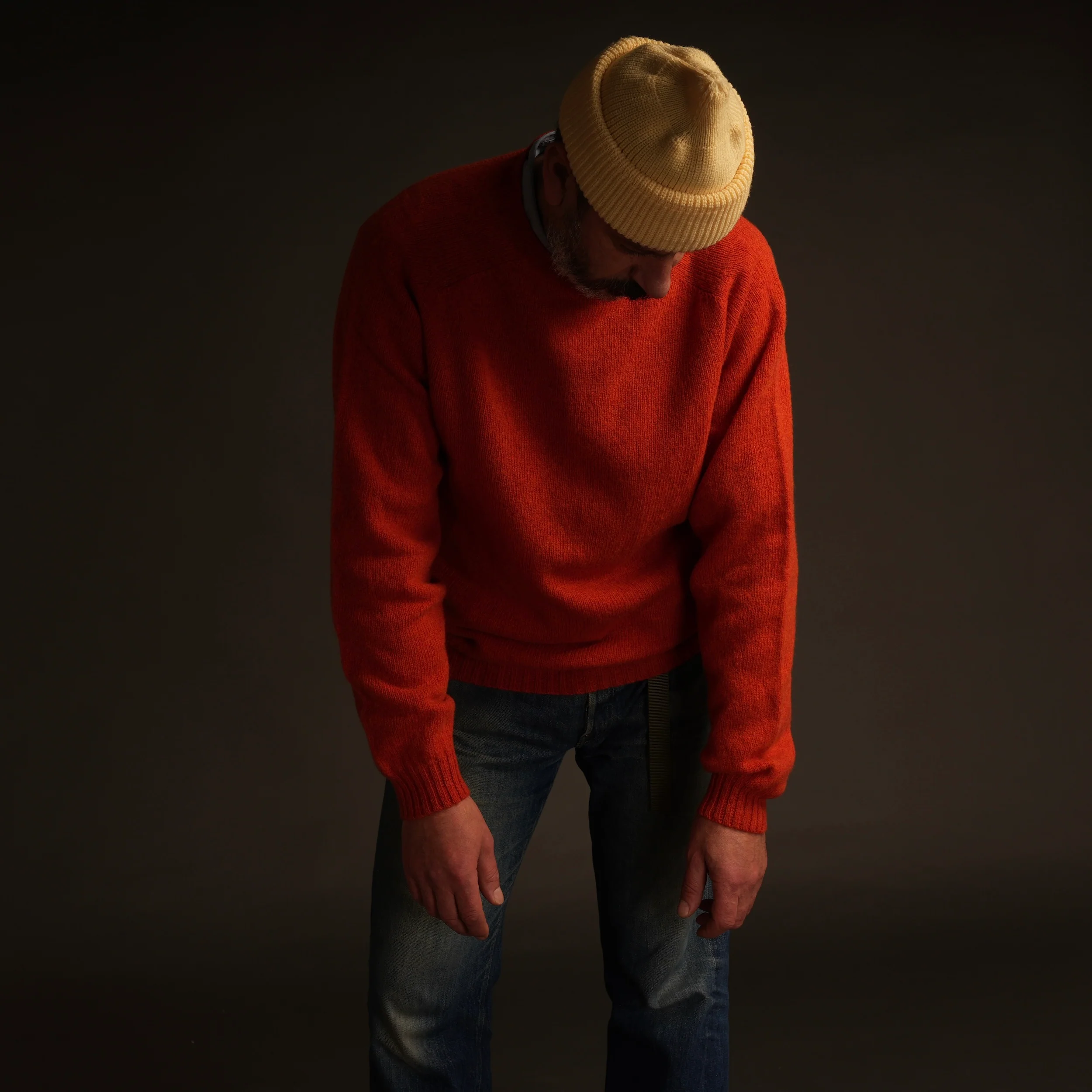 Shetland Lambswool Jumper in Tang - Image 8