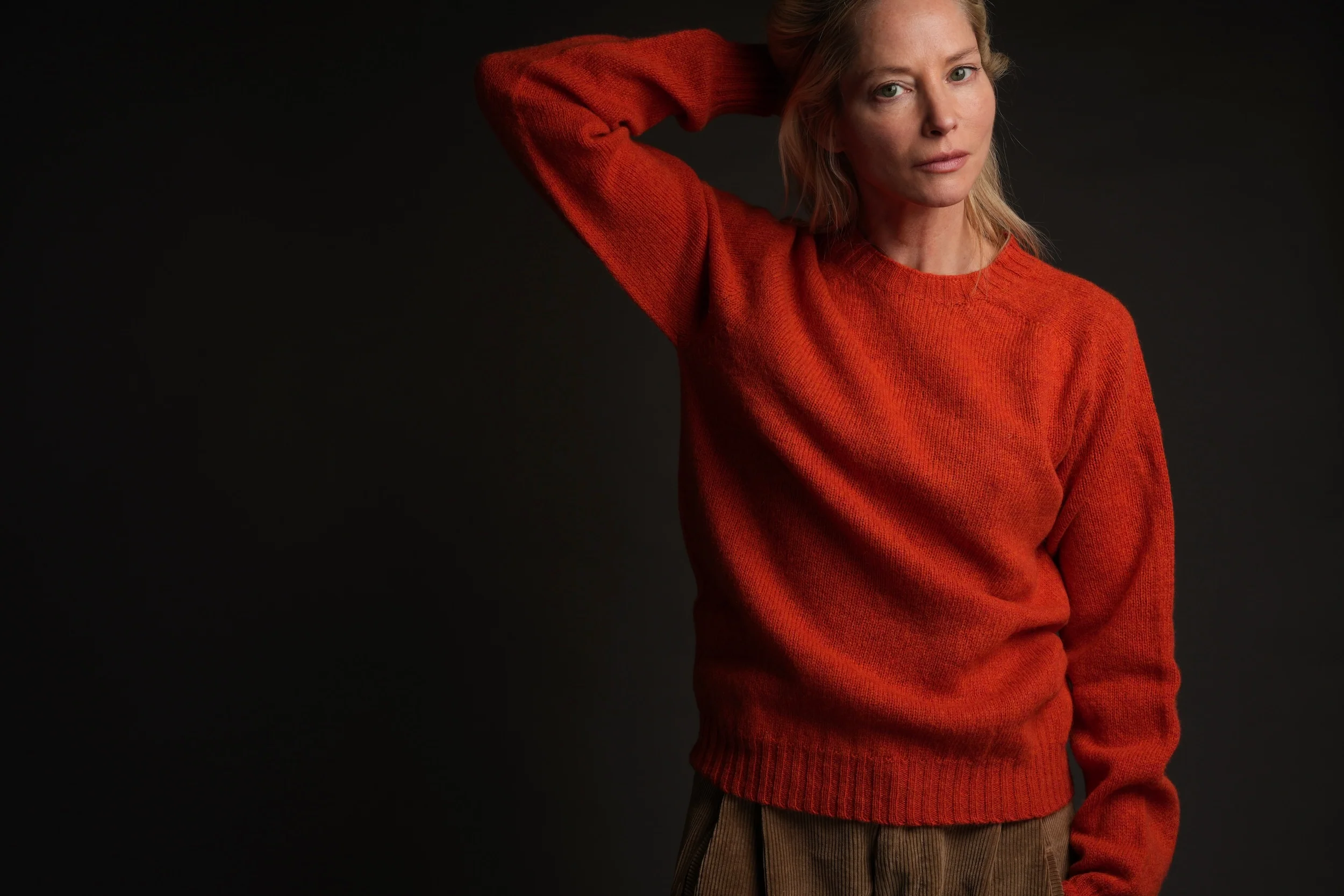 Shetland Lambswool Jumper in Tang - Image 9