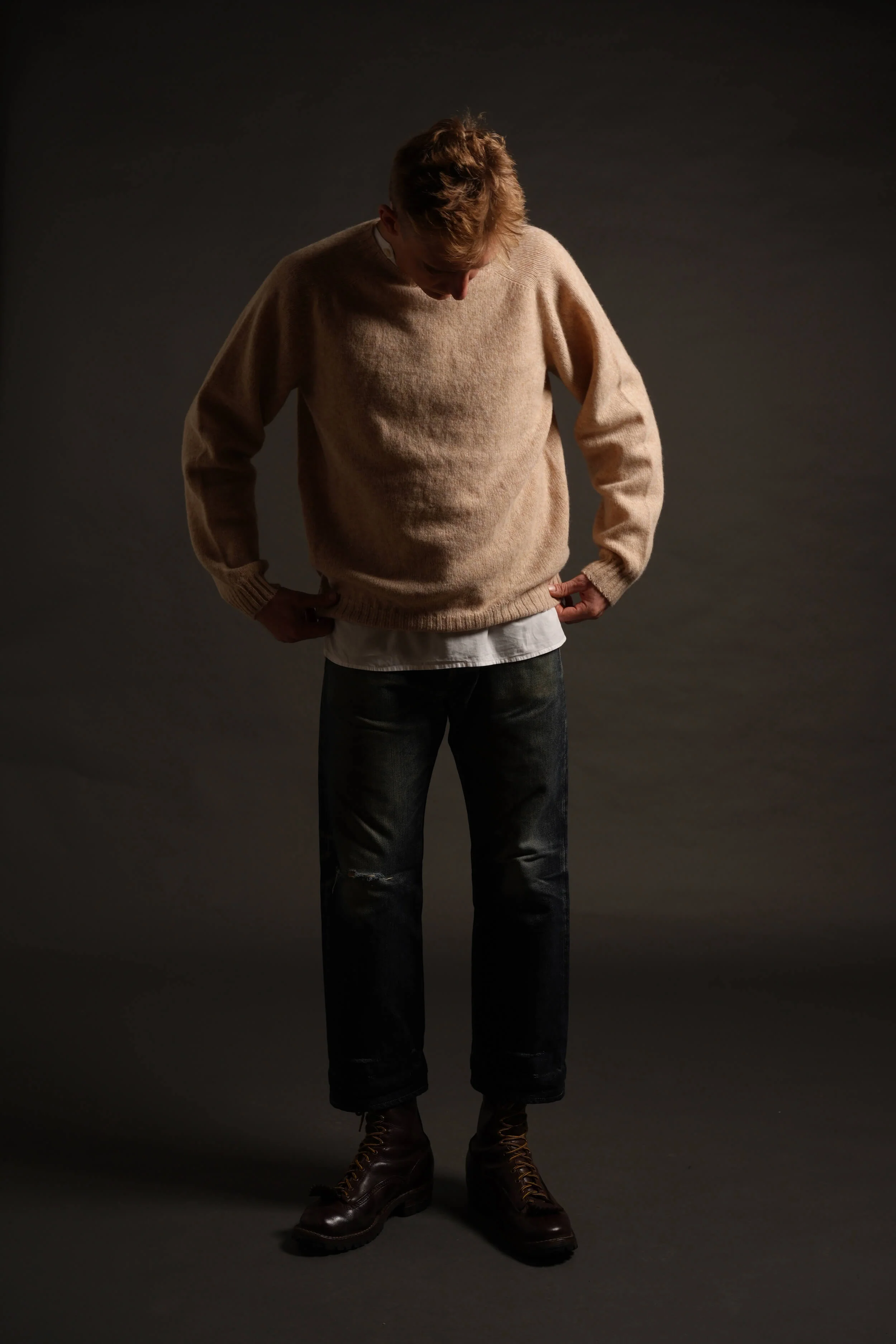Shetland Lambswool Jumper in Calico - Image 6