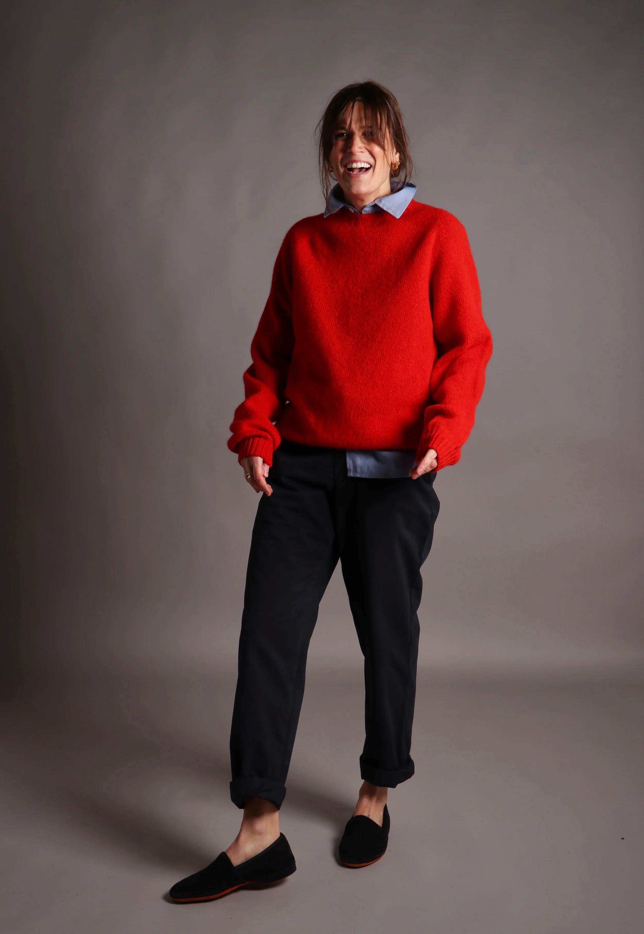 Shetland Lambswool Jumper in Poppy - Image 2