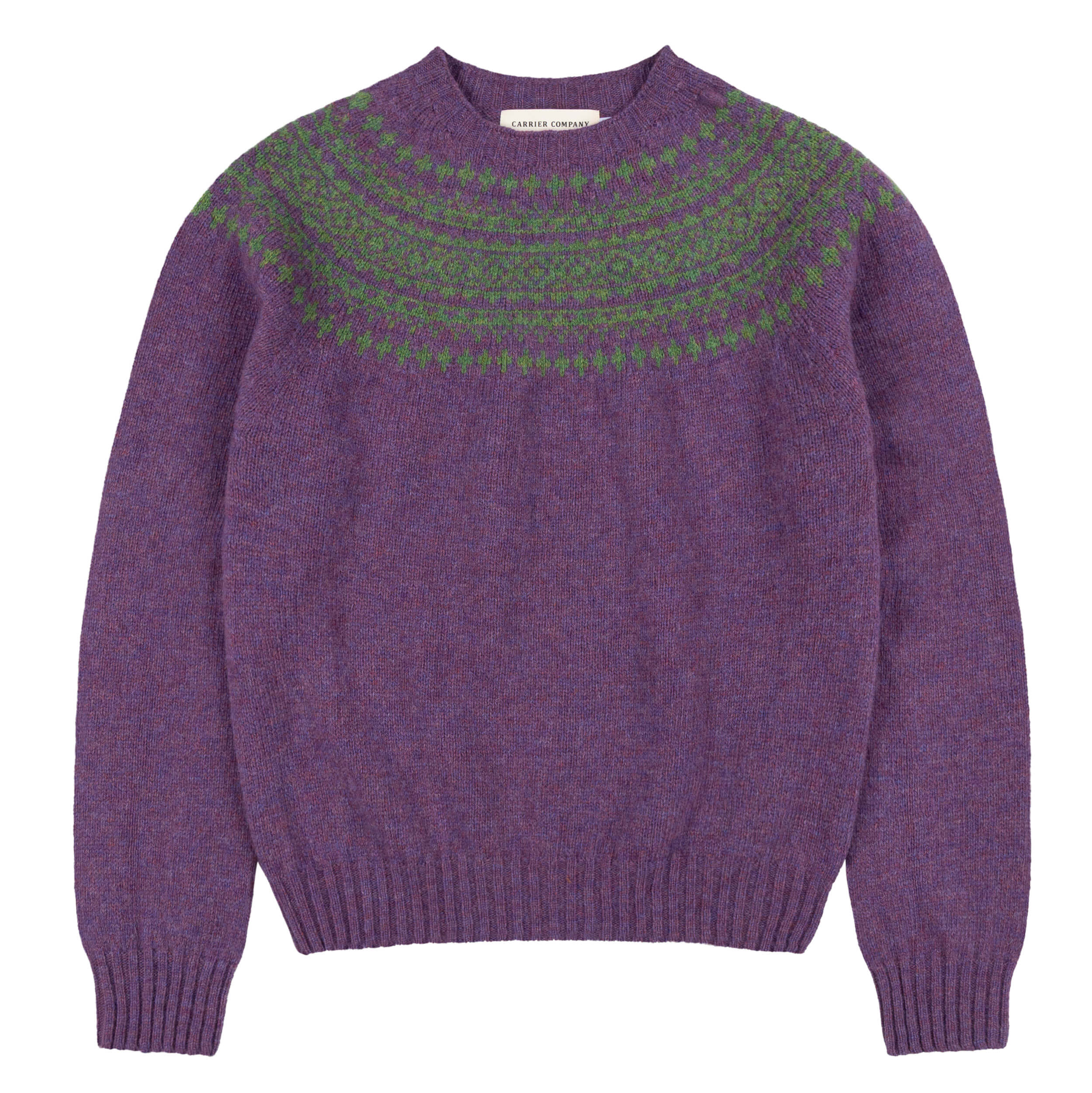Shetland Lambswool Yoke Jumper Parsley Lavender