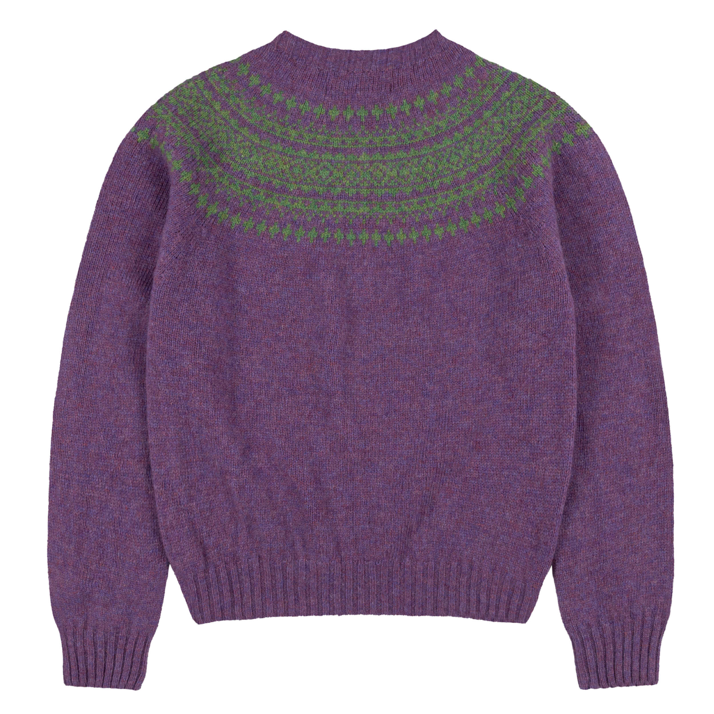 Shetland Lambswool Yoke Jumper Parsley Lavender - Image 2
