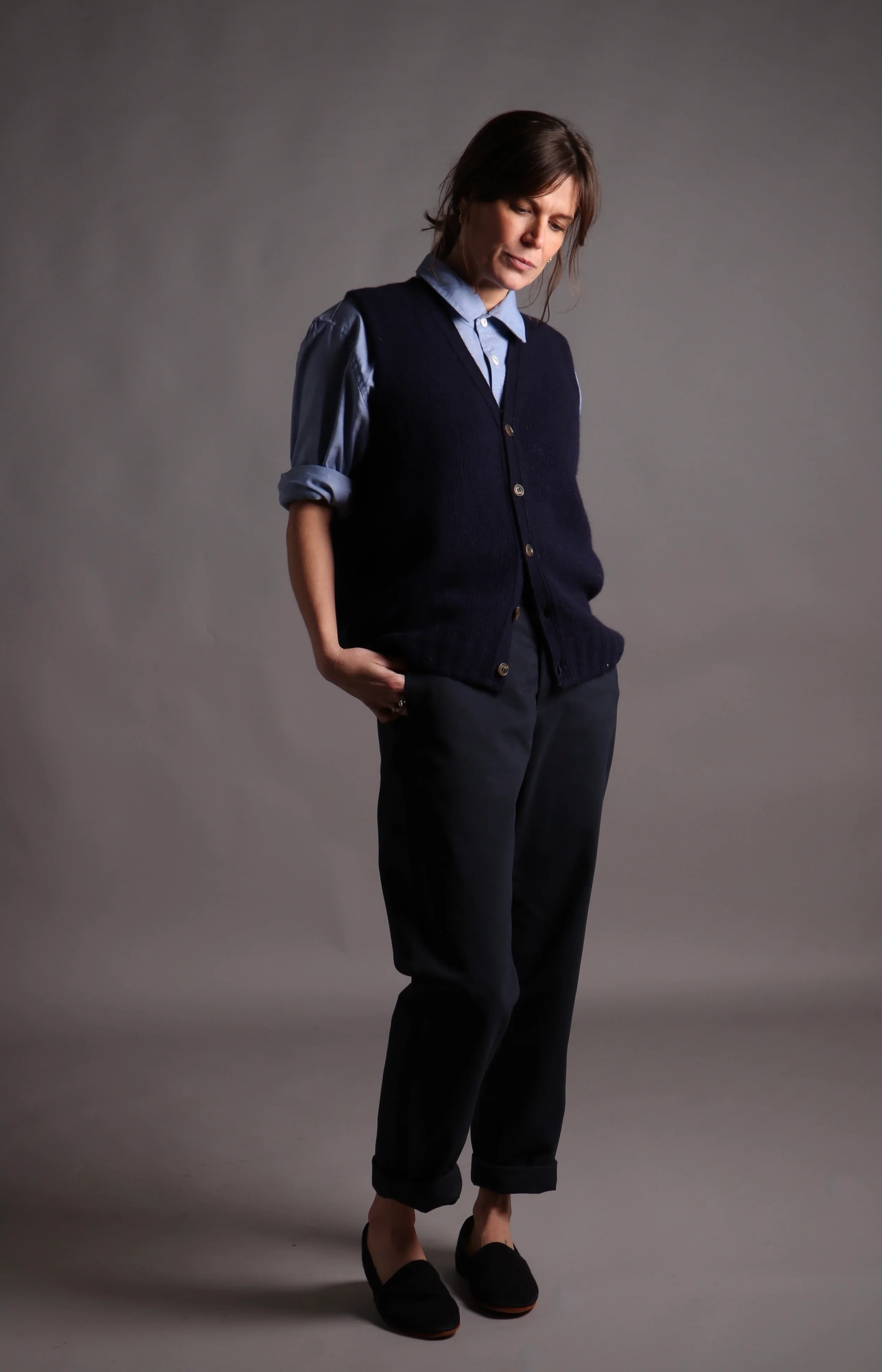 Sleeveless Cardigan Navy - Image 7
