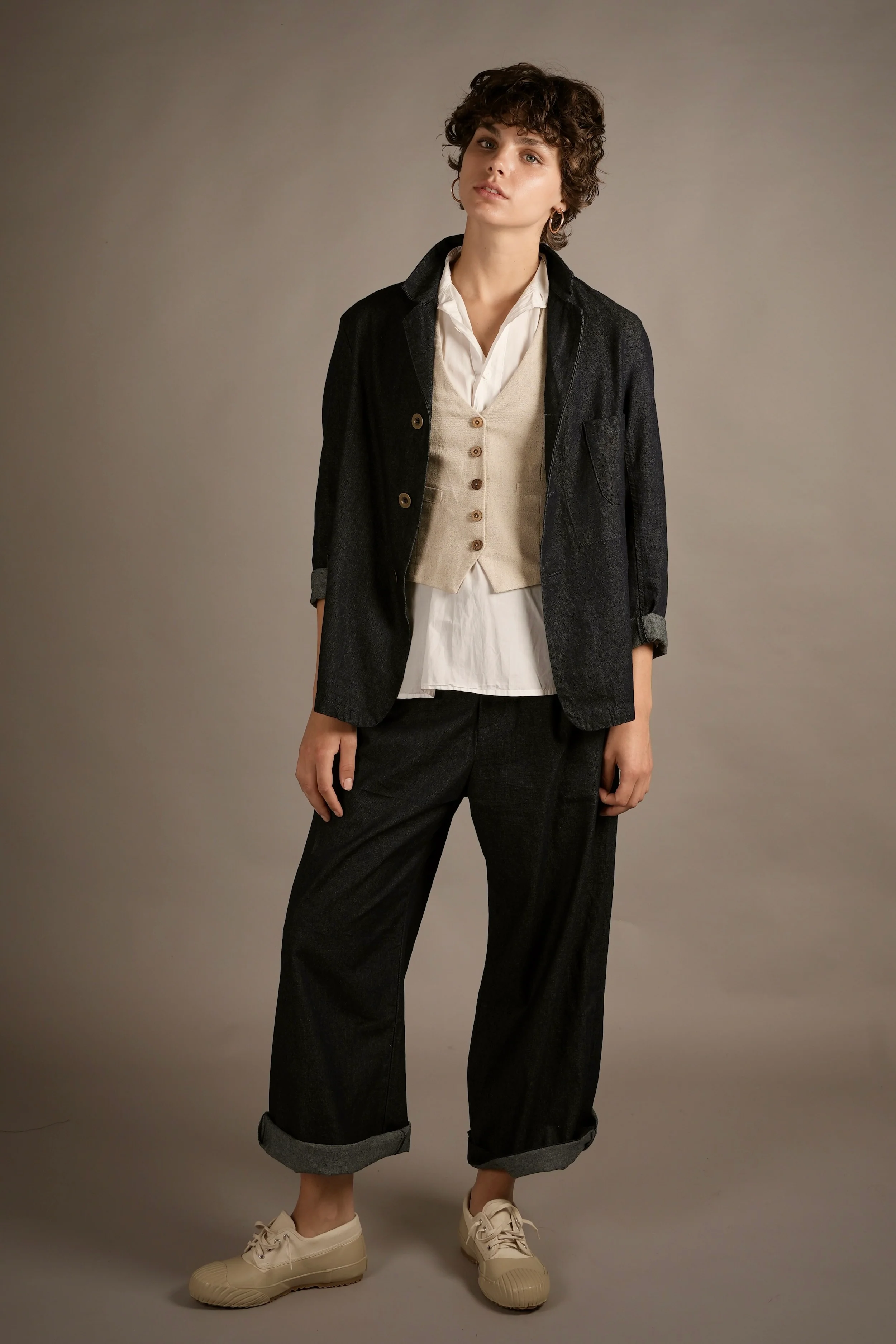 Three Button Jacket in Denim - Image 7