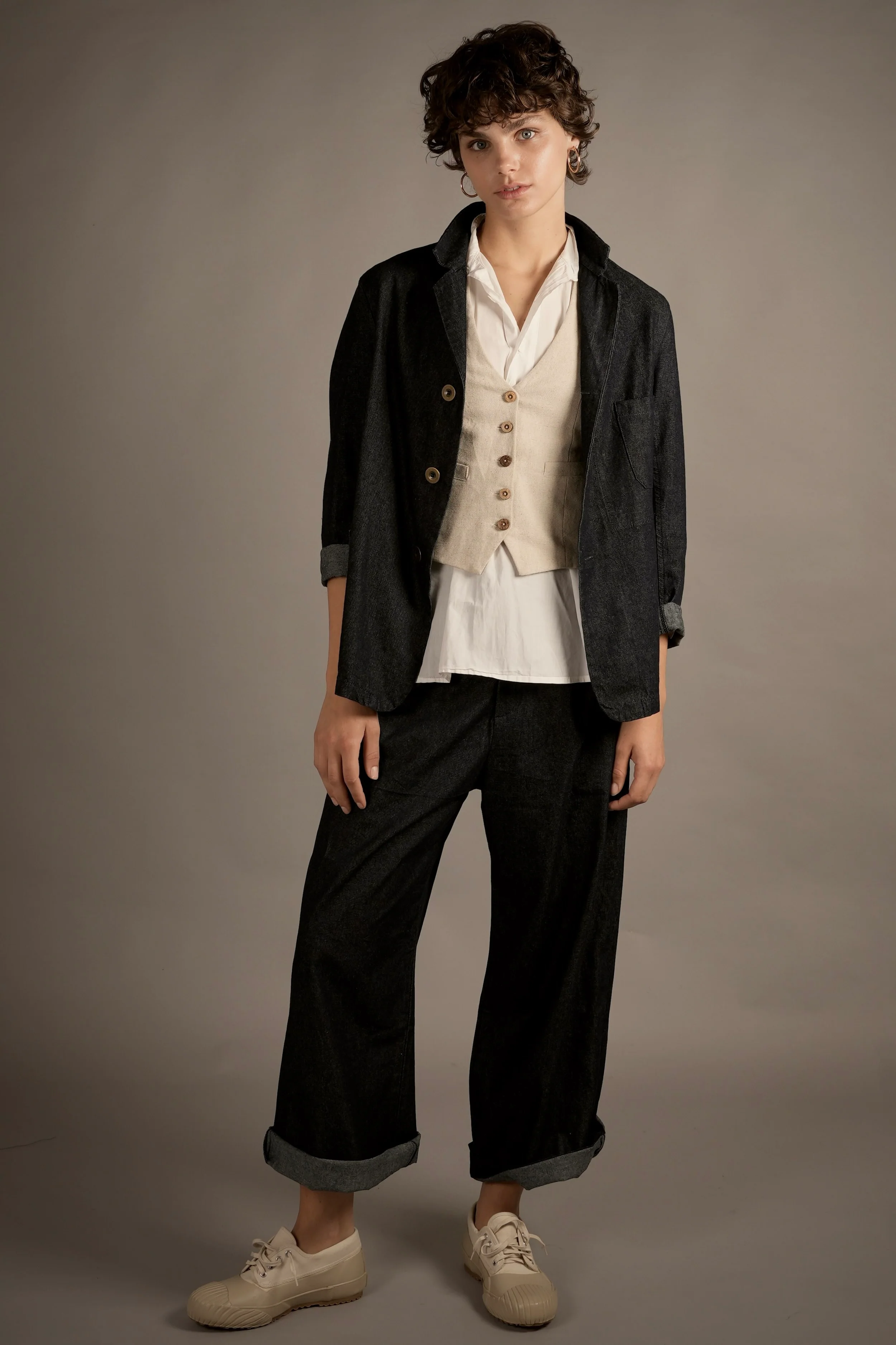 Three Button Jacket in Denim - Image 8